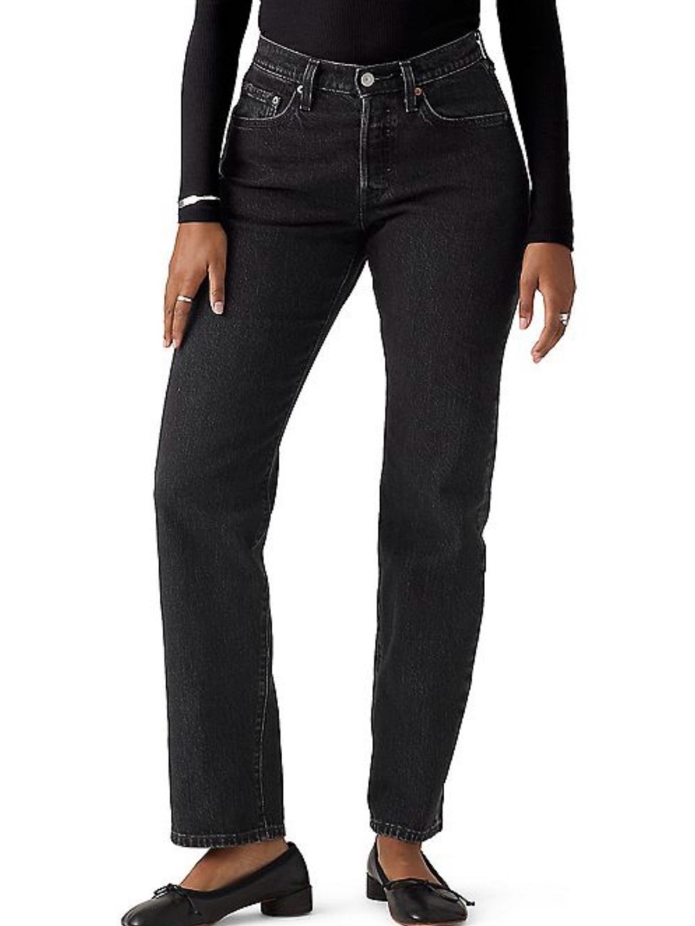 Levi's 501 Curve Button Fly Women's Black Straight Leg Jeans